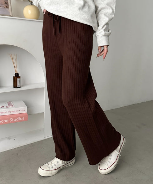 リブニットストレートパンツ | CL2254004 | ブラウン