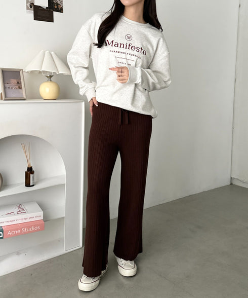 リブニットストレートパンツ | CL2254004 | ブラウン