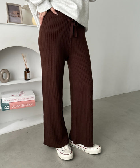 リブニットストレートパンツ | CL2254004 | ブラウン