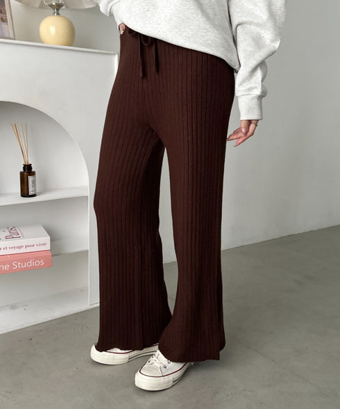 リブニットストレートパンツ | CL2254004 | ブラウン