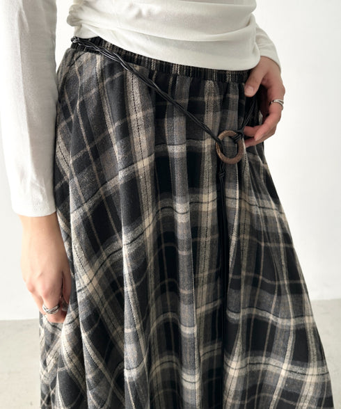 アシンメトリーチェックスカート | BA2253024 | ブラック