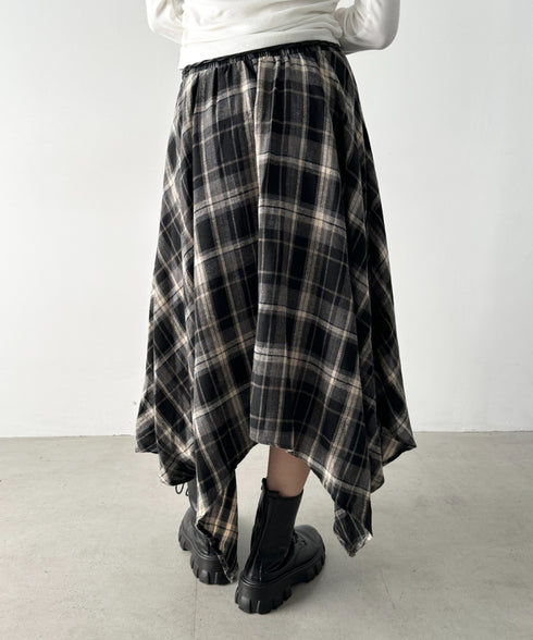 アシンメトリーチェックスカート | BA2253024 | ブラック