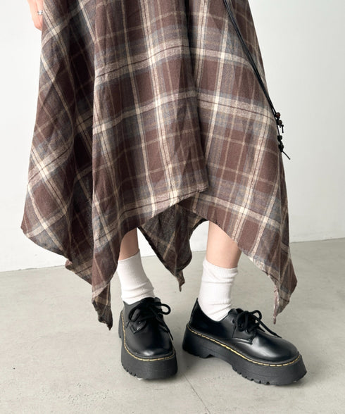 アシンメトリーチェックスカート | BA2253024 | ブラウン