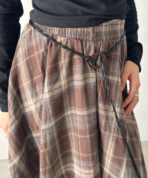 アシンメトリーチェックスカート | BA2253024 | ブラウン