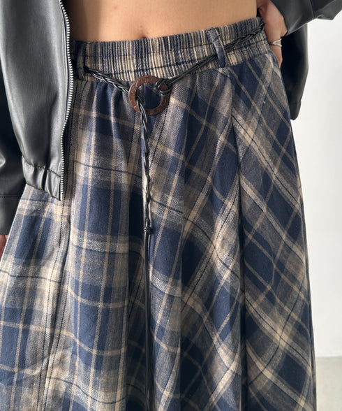 アシンメトリーチェックスカート | BA2253024 | ネイビー