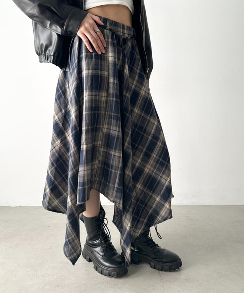 アシンメトリーチェックスカート | BA2253024 | ネイビー