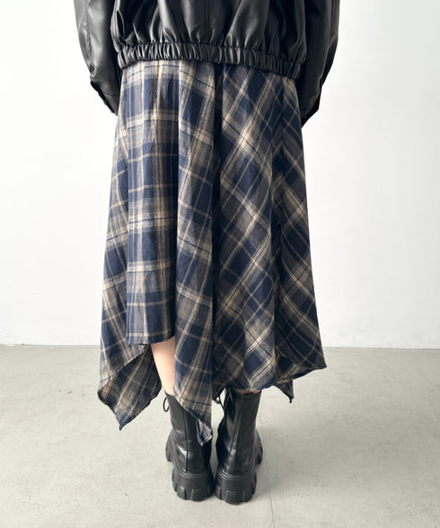 アシンメトリーチェックスカート | BA2253024 | ネイビー