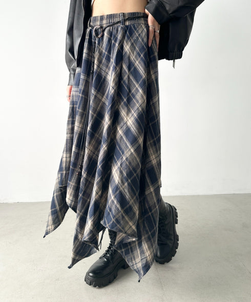 アシンメトリーチェックスカート | BA2253024 | ネイビー