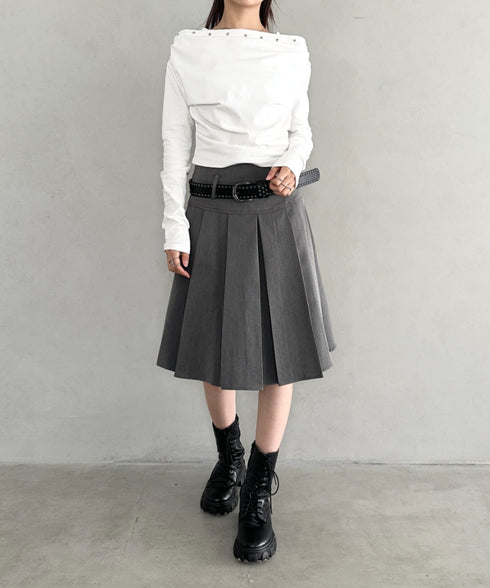 スタッズオフショルサイドギャザートップス | BA2253026 | ホワイト