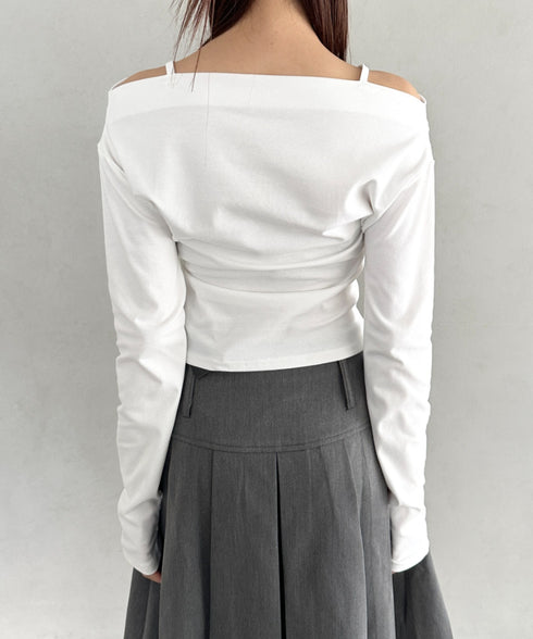 スタッズオフショルサイドギャザートップス | BA2253026 | ホワイト