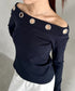 アイレットデザインオフショル長袖トップス | BA2253027 | ネイビー
