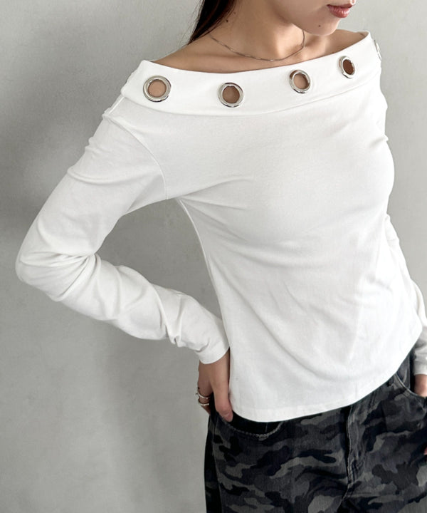 アイレットデザインオフショル長袖トップス | BA2253027 | ホワイト