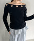 アイレットデザインオフショル長袖トップス | BA2253027 | ブラック