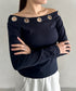 アイレットデザインオフショル長袖トップス | BA2253027 | ネイビー