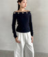 アイレットデザインオフショル長袖トップス | BA2253027 | ネイビー