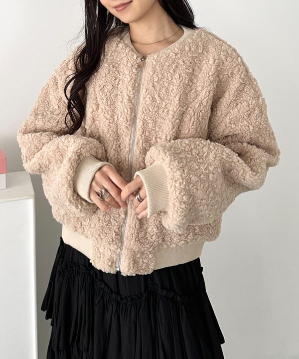 ノーカラーボアジャケット | CL2254007 | ベージュ