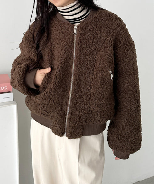 ノーカラーボアジャケット | CL2254007 | ブラウン