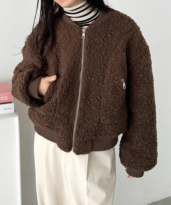 ノーカラーボアジャケット | CL2254007 | ブラウン