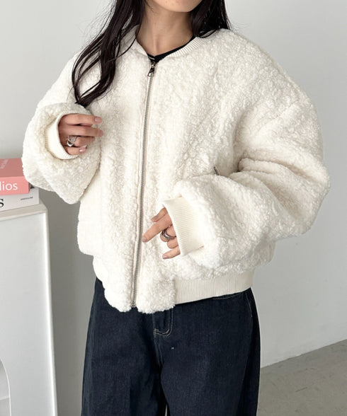 ノーカラーボアジャケット | CL2254007 | ホワイト