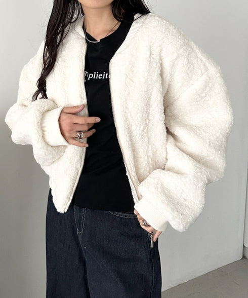 ノーカラーボアジャケット | CL2254007 | ホワイト