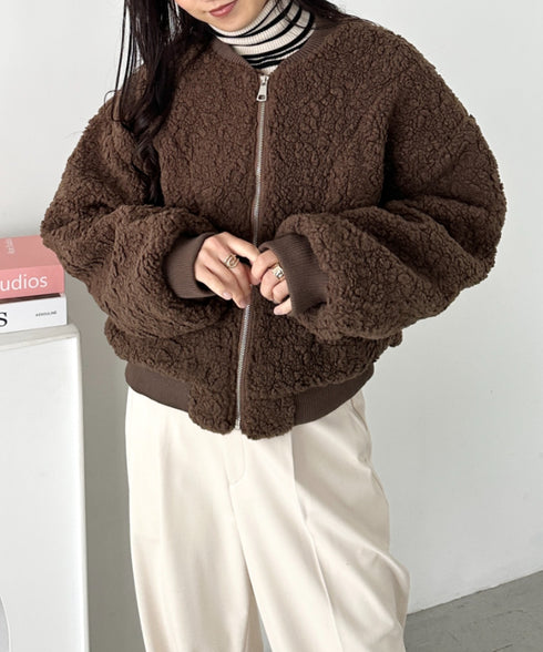 ノーカラーボアジャケット | CL2254007 | ブラウン