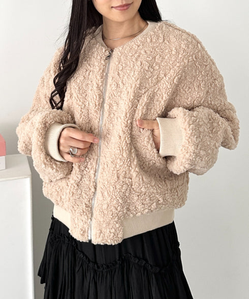 ノーカラーボアジャケット | CL2254007 | ベージュ