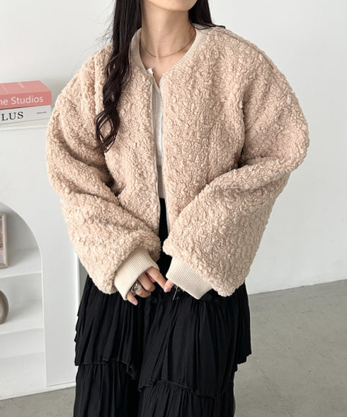 ノーカラーボアジャケット | CL2254007 | ベージュ