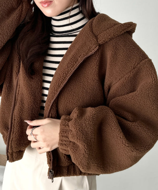 ボアフードZIPブルゾン | CL2254008 | ブラウン