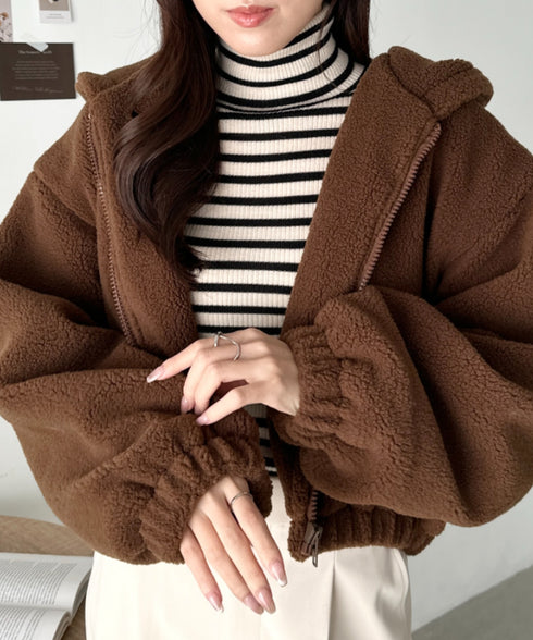 ボアフードZIPブルゾン | CL2254008 | ブラウン