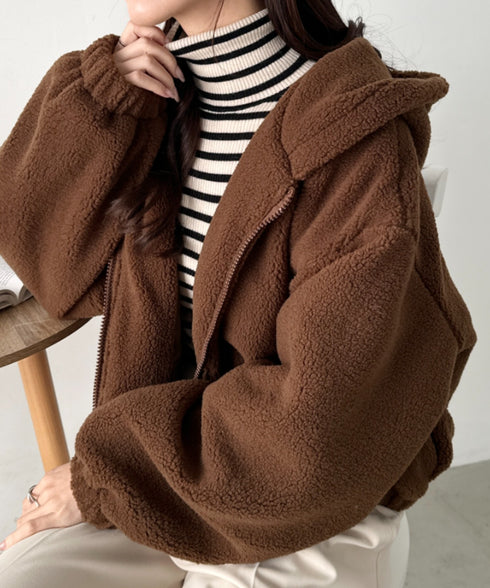 ボアフードZIPブルゾン | CL2254008 | ブラウン