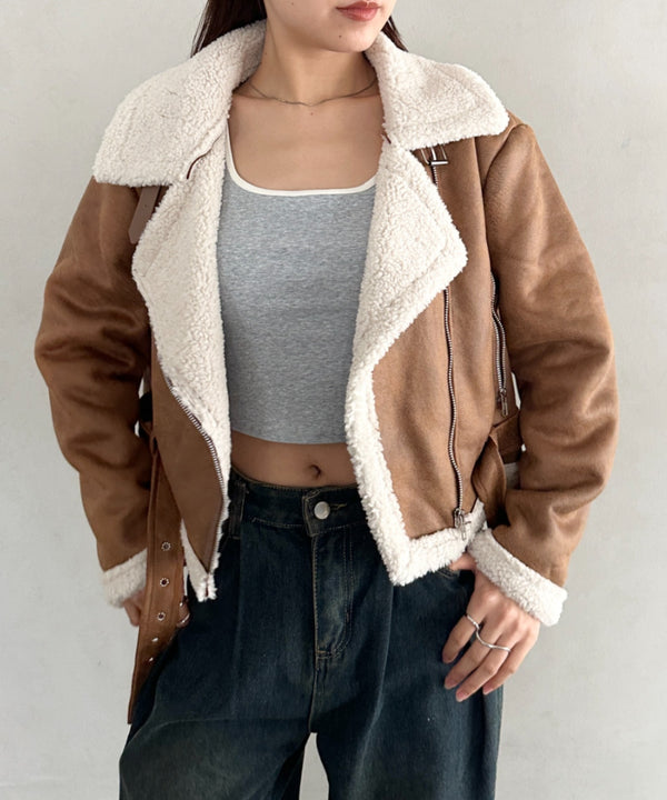 ショート丈PUムートンジャケット | BA2254002 | ブラウン