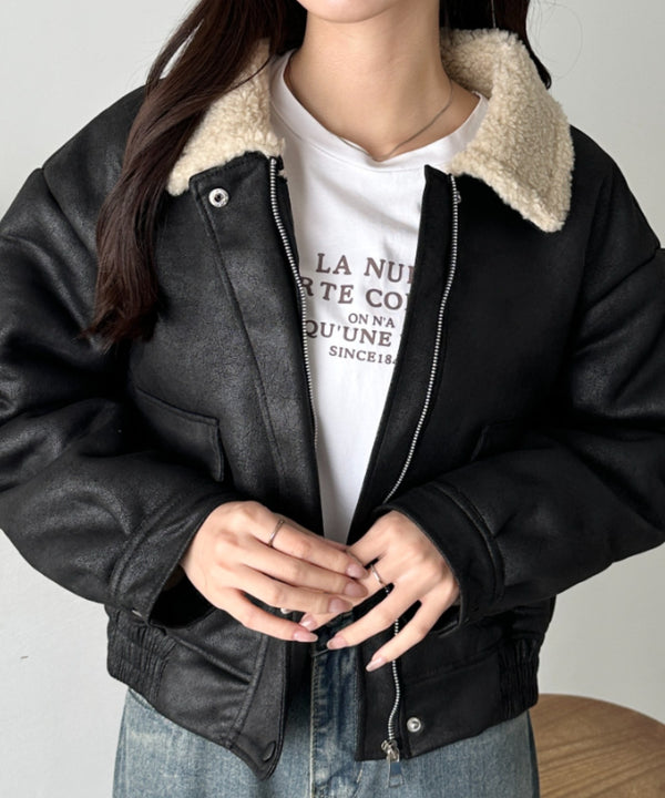 ヴィンテージライクオーバーサイズPUブルゾン | CL2254009 | ブラック