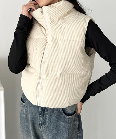 スタンドカラーコーデュロイ中綿ベスト | CL2256056 | アイボリー