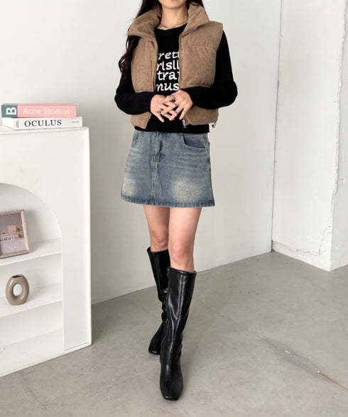 スタンドカラーコーデュロイ中綿ベスト | CL2256056 | ベージュ