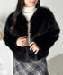 ノーカラーショート丈フェイクファージャケット | CL2256058 | ブラック