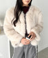 ノーカラーショート丈フェイクファージャケット | CL2256058 | アイボリー