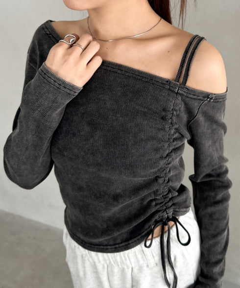 シャーリングピグメントワンショルトップス | BA2253028 | ブラック