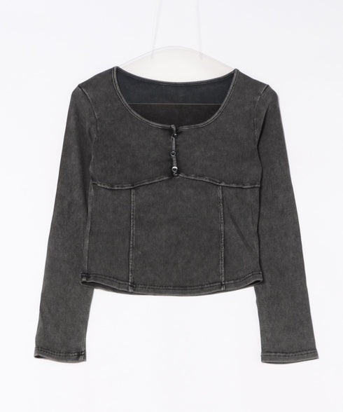 ピグメントヘンリーネックコンパクトトップス | BA2253029 | ブラック