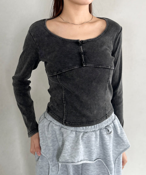 ピグメントヘンリーネックコンパクトトップス | BA2253029 | ブラック