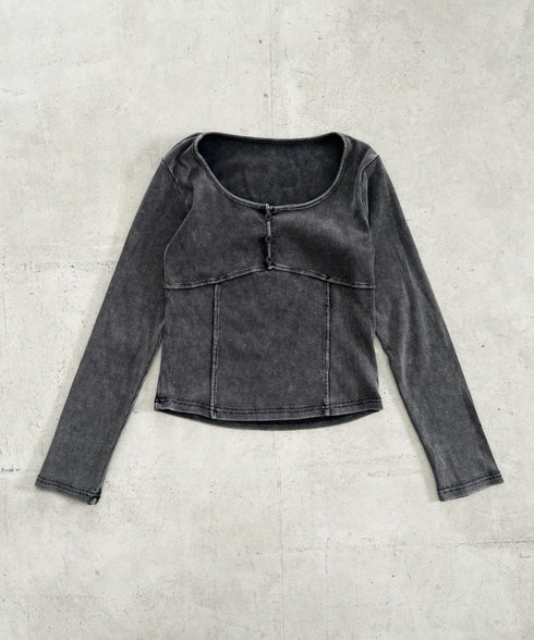 ピグメントヘンリーネックコンパクトトップス | BA2253029 | ブラック