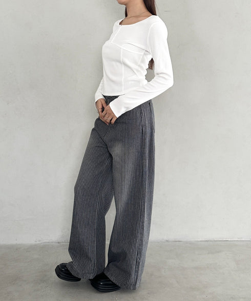 ピグメントヘンリーネックコンパクトトップス | BA2253029 | ホワイト