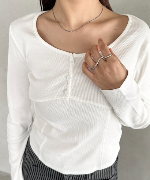 ピグメントヘンリーネックコンパクトトップス | BA2253029 | ホワイト