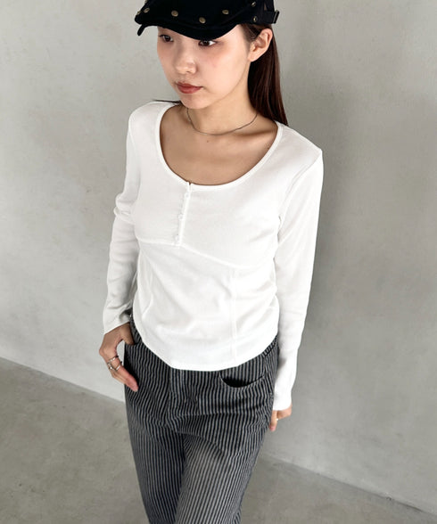 ピグメントヘンリーネックコンパクトトップス | BA2253029 | ホワイト