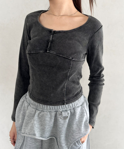 ピグメントヘンリーネックコンパクトトップス | BA2253029 | ブラック