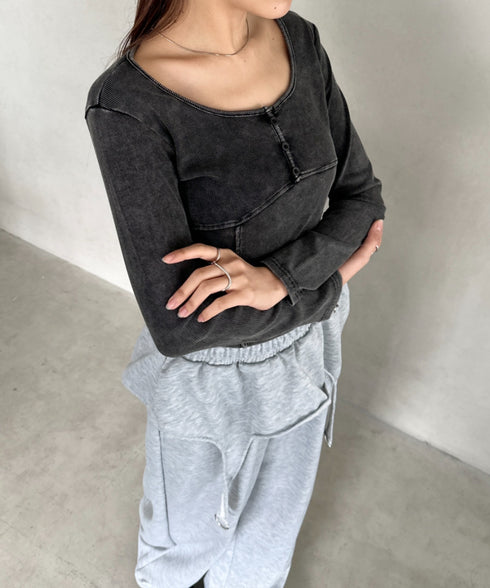 ピグメントヘンリーネックコンパクトトップス | BA2253029 | ブラック