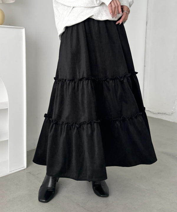 コーデュロイティアードロングスカート | CL2256062 | ブラック