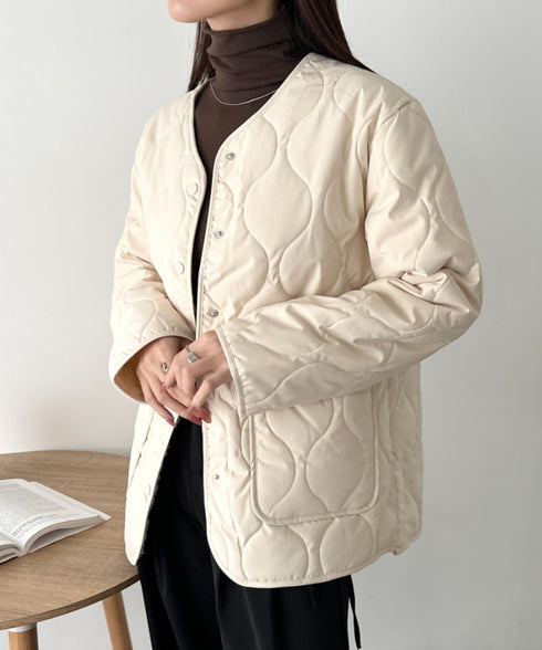 オーバーサイズノーカラーキルティングジャケット | CL2254010 | アイボリー