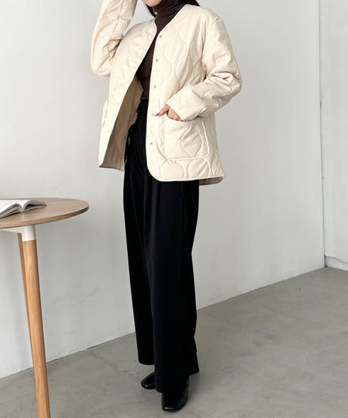 オーバーサイズノーカラーキルティングジャケット | CL2254010 | アイボリー