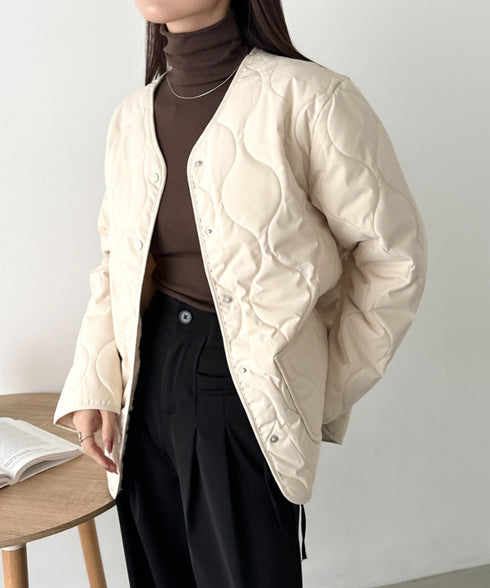オーバーサイズノーカラーキルティングジャケット | CL2254010 | アイボリー