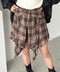 チェックシャツ巻き風ミニスカート | CL2253034 | ブラウン